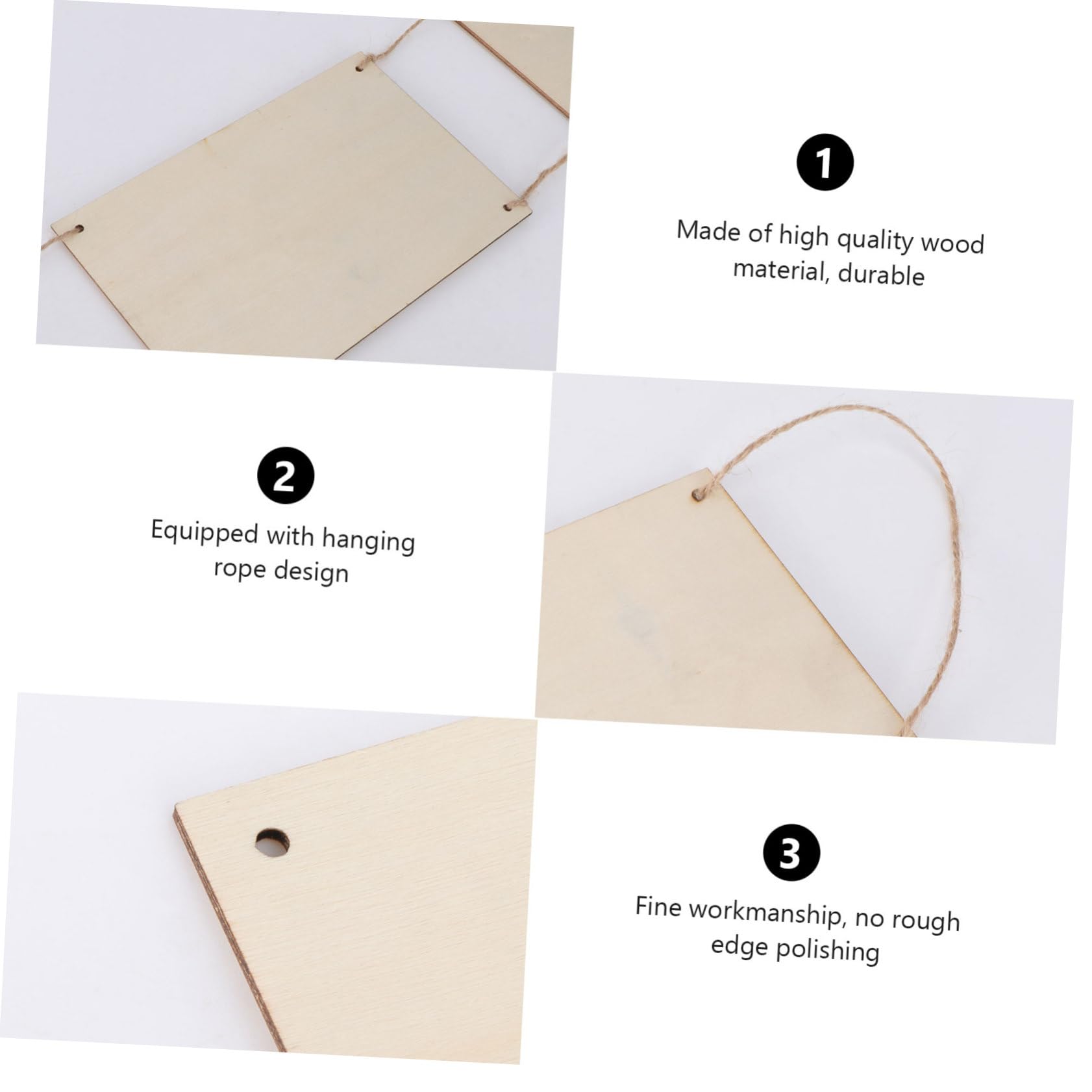 ARTIBETTER DIY Painting Hanging Board 2pcs Wooden Pendant Blank Sign Safe for Boys and Girls Home and Decor