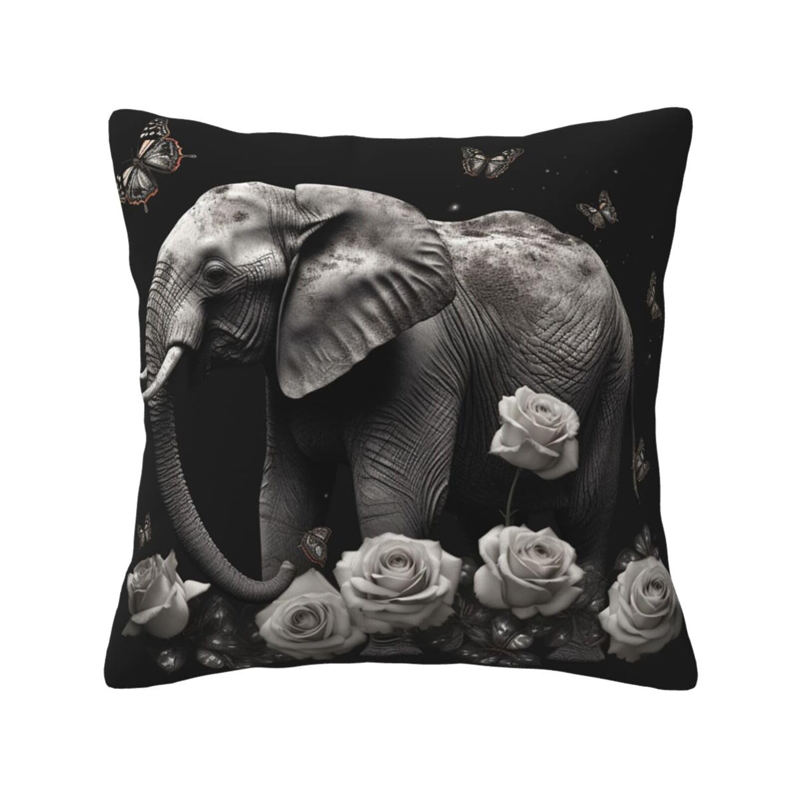 FodPand Elephant and Butterfly Throw Pillow Covers 12"X12" Super Soft Cozy Pillows Case Morden Decorative Cushion Cover for Sofa Couch Bed Home Decor