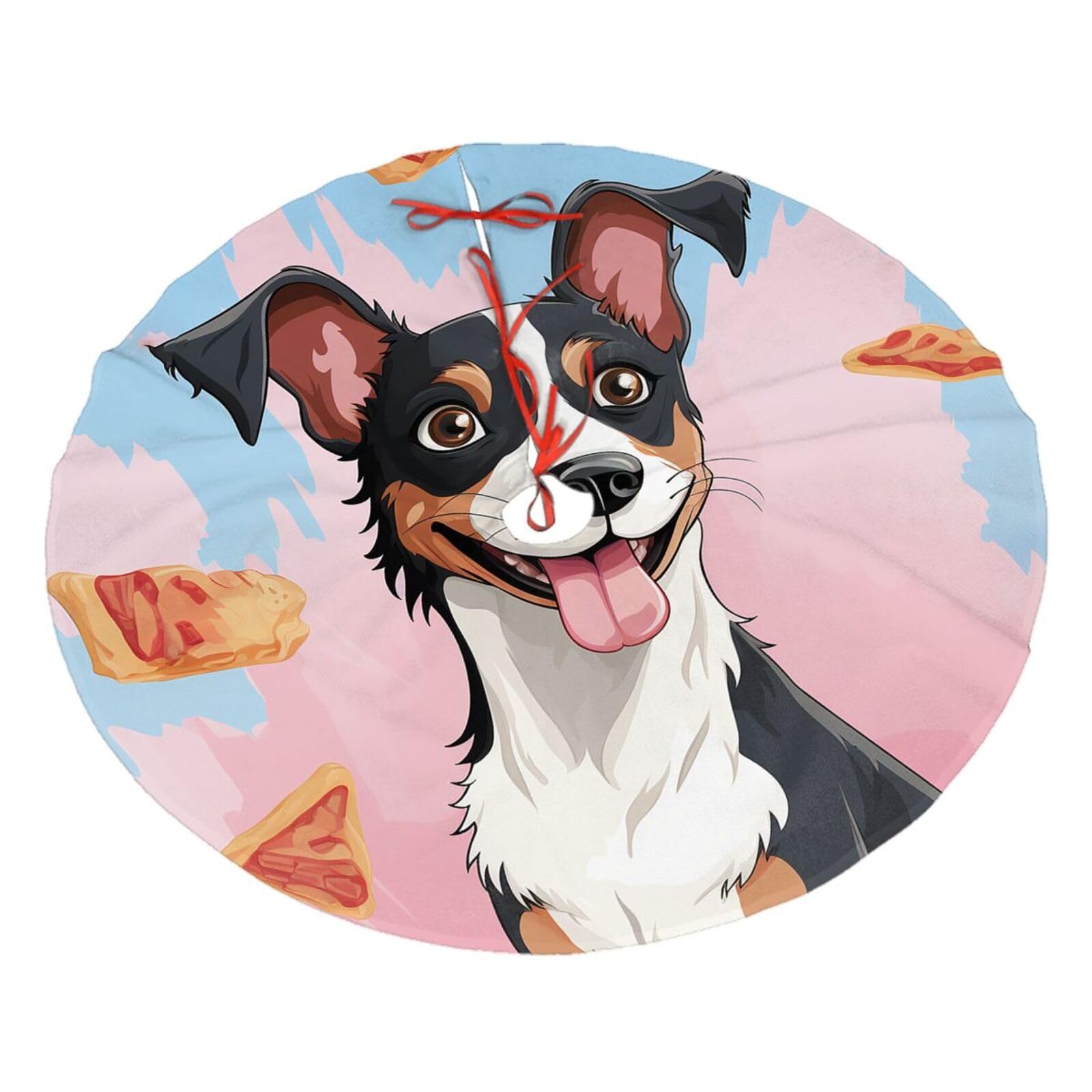 Rat Terrier Dog Christmas Tree Skirt 48",Soft Plush Xmas Tree Mat Christmas Tree Oranment for Merry Christmas Party Holiday Indoor Outdoor Decorations