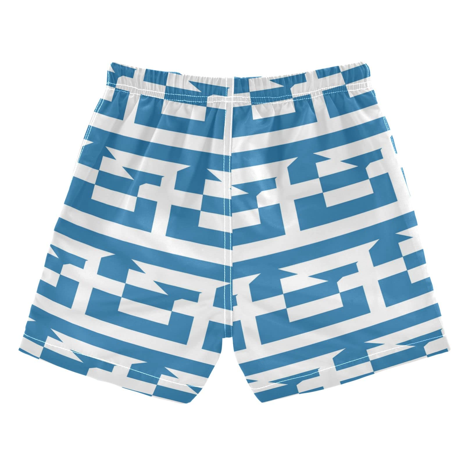 Vnurnrn Greece Flag Boys' Quick Dry Swim Board Shorts Toddler Swim Trunk White