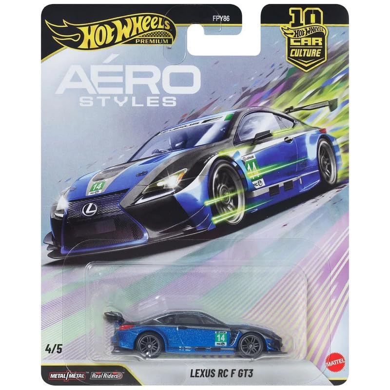 Image of Hot Wheels Aero Styles Lexus RC F GT3 Car Culture 1:64 Scale Die-Cast Car 4 /5 (Blue)