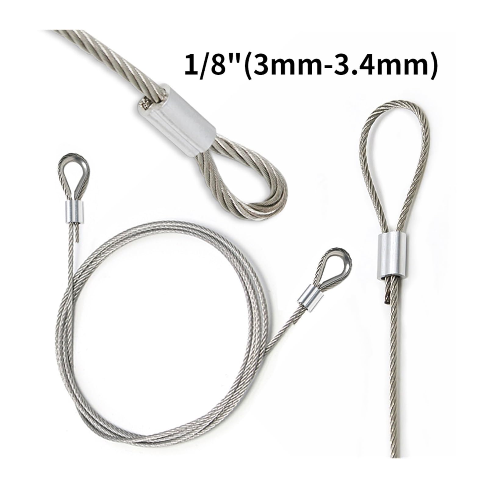 Clip con manicotto a crimpare in alluminio, Confezione da 50 manicotti di crimpatura for cavi metallici a doppio foro in alluminio, argento M1-M6(M6)