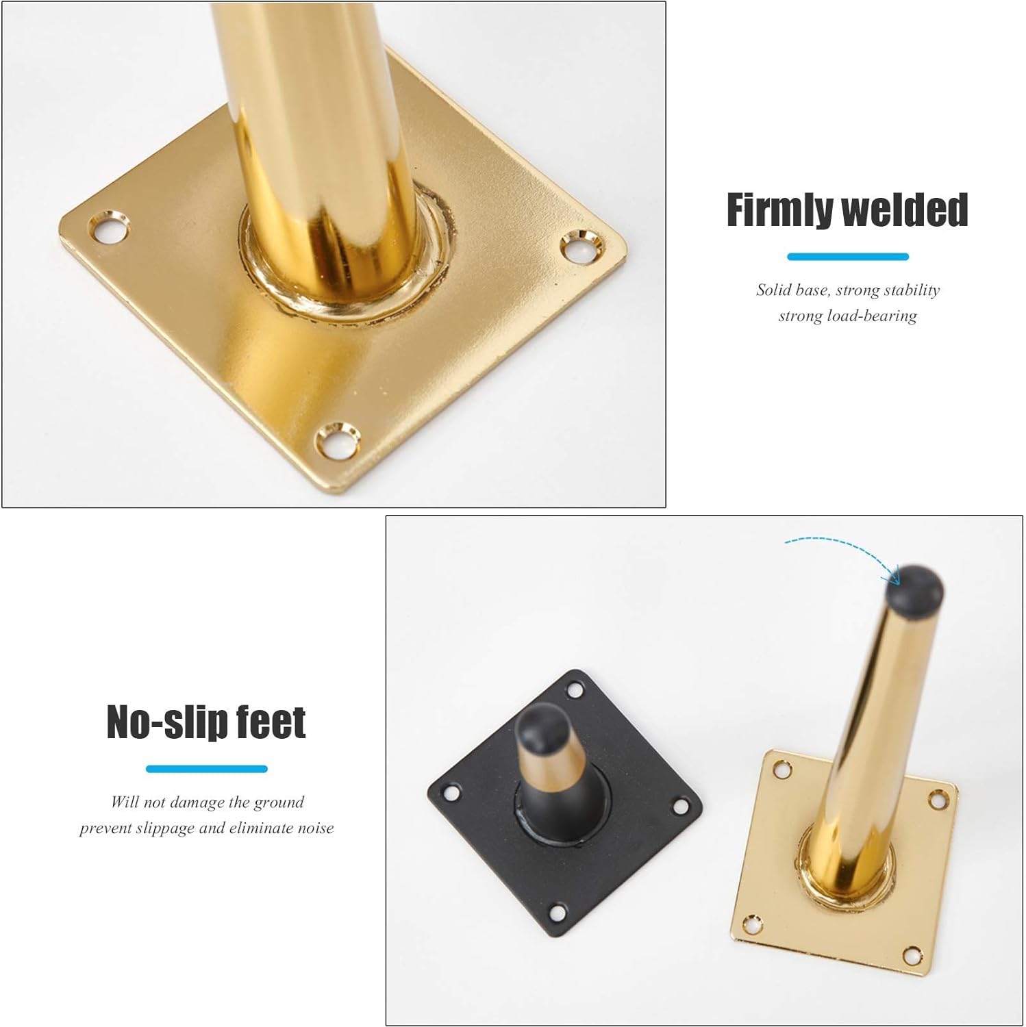Gambe del tavolo, 4 Gambe for Mobili Conici In Metallo,Gambe Oblique In Acciaio Inossidabile,Gambe for Tavolini Antiscivolo,Adatto for Letto/Tavolo/Armadio,Non Ossidante,Non Sbiadito,Ispessimento Soli