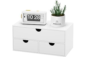 Poeland Bamboo Desktop Storage Organizer with Drawers, Desktop Storage Drawers for Bills...