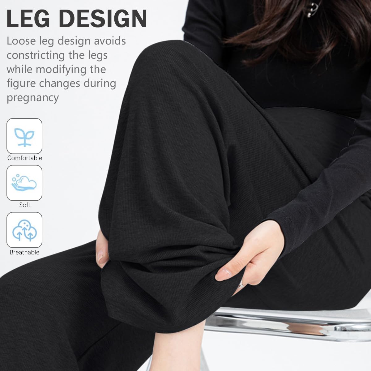 Pantalon de maternité à Jambes Larges et Décontractées Pantalons de Grossesse Fluide décontractés d'été, Amples, Ceinture réglable, à la Cheville pour Femmes Enceintes
