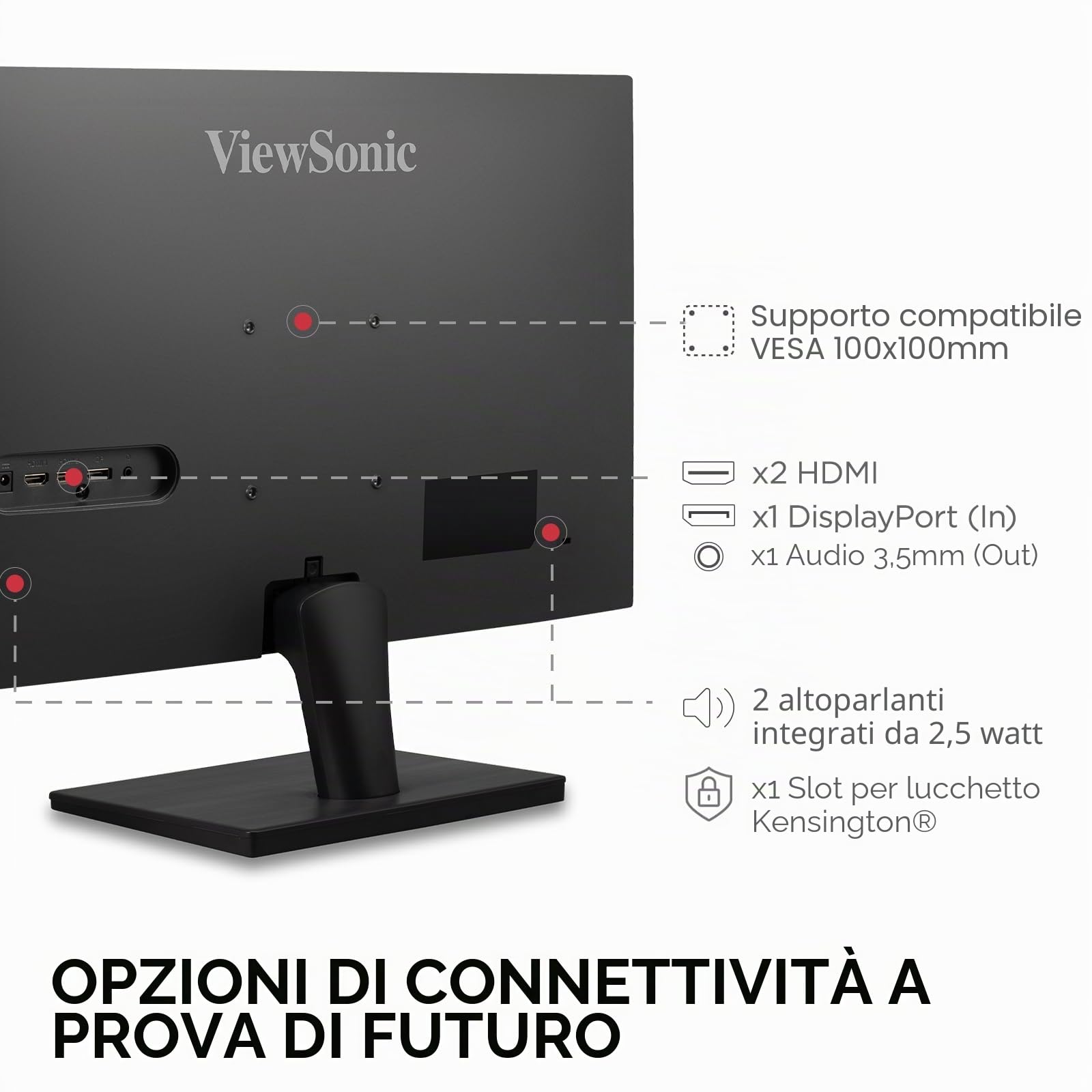 ViewSonic VS2725-2K Monitor 27 pollici 2K QHD, 100Hz, 1ms MPRT, VA, Doppi altoparlanti, Senza cornice, HDR10, 2 x HDMI, DP, 2 anni di garanzia