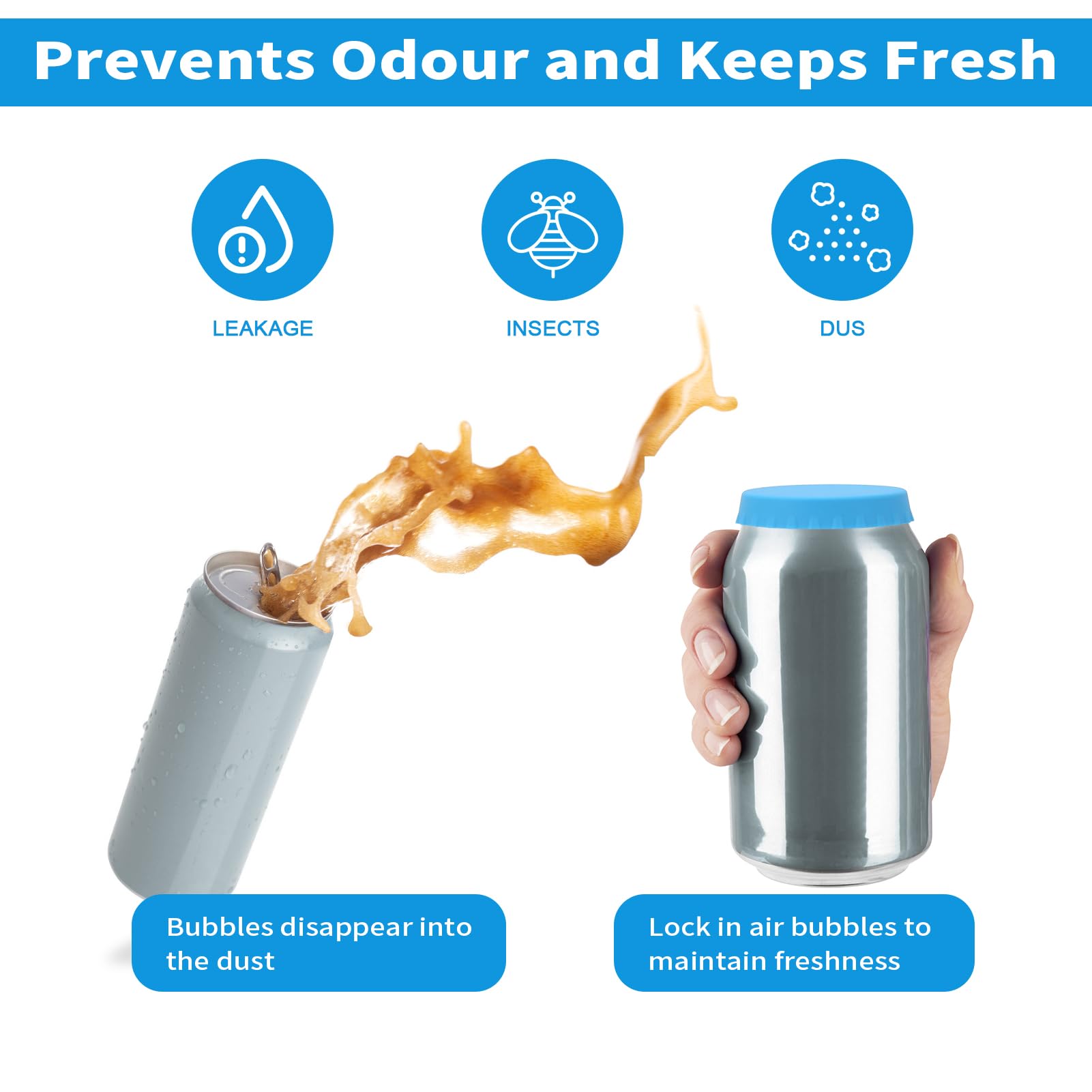 6 Bouchons Silicone Pour Canettes - Réutilisables, Anti-poussière - Bière, Soda