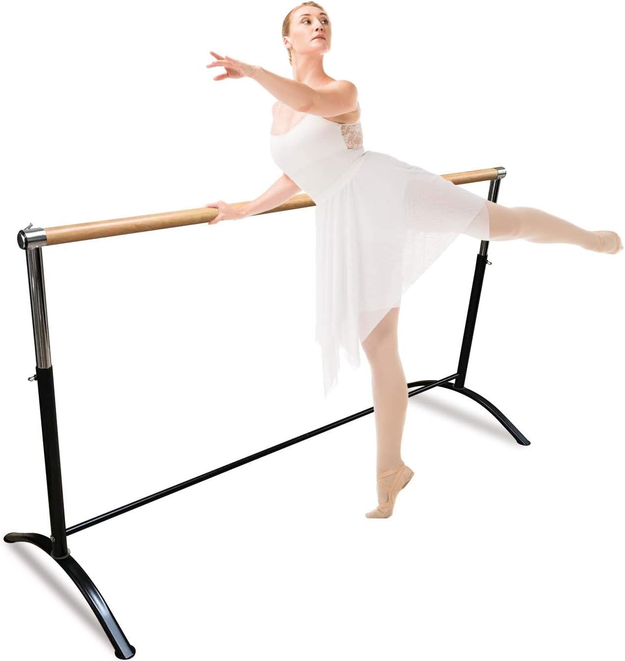 Ballet Barre Portable for Home or Studio, Freestanding Adjustable Bar for Stretch, Pilates, Dance or Active Workouts, Single or Double, Kids and Adults