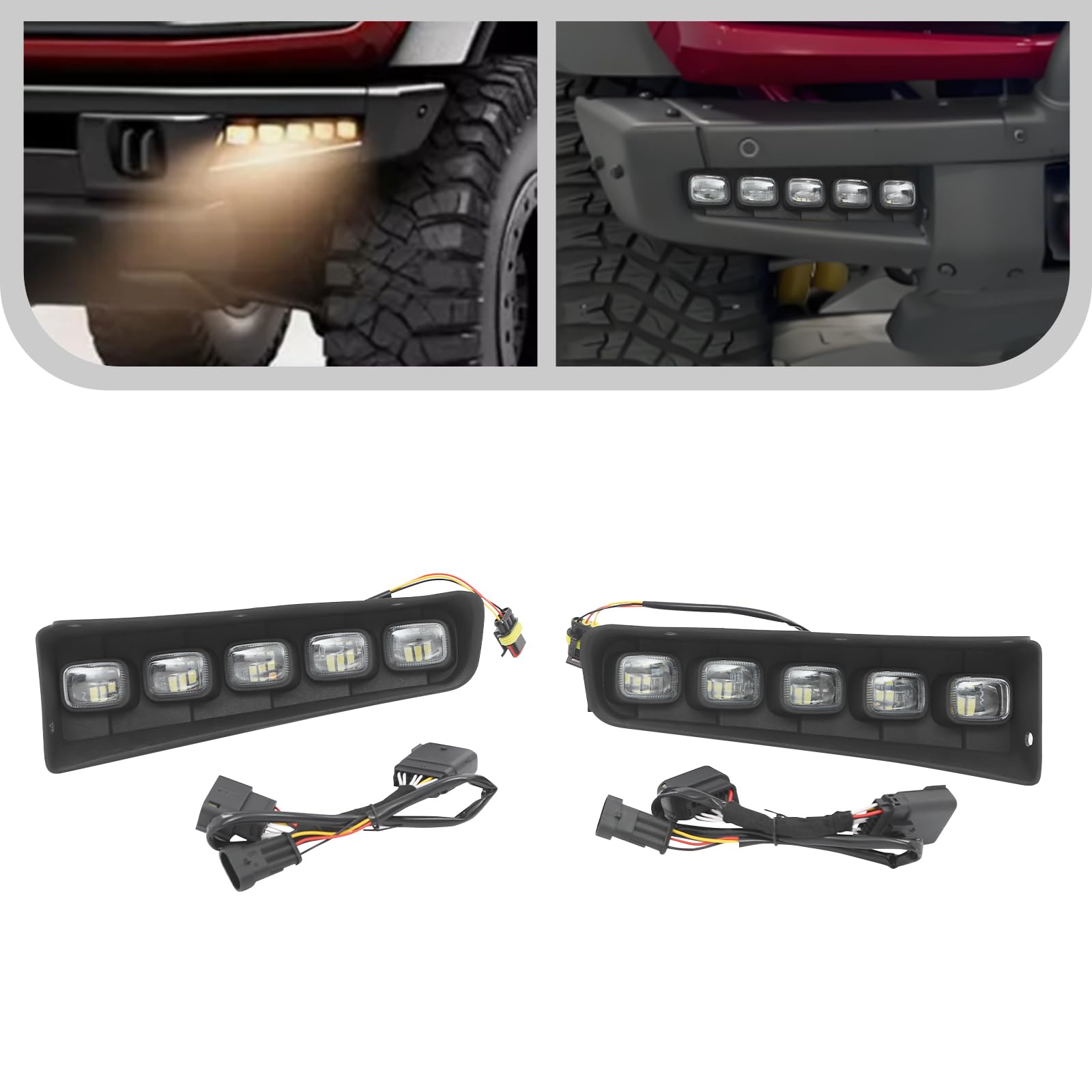 SuiYuLn 1 Pair* Daytime Running Light Fog Lamps,Front LED Foglight Assembly Compatible with 2021-2024Ford Bronco 2/4-Door Models with Bumper Performance Heavy Duty Modular