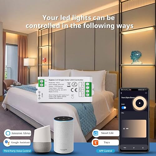 Miniatura 3 de C01Z Zigbee 3.0 Controlador LED WiFi para tira LED de 2 pines de un solo color, cuerdabombillas, compatible con Philip H-UE Home-Kit Tuya.etc Zigbee