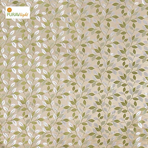 Image of Purav Light Jacquard Curtains Set of 3 Piece 5 Feet Long for Window & Living /Bedroom, Room Darkening Jute Polyester Weaved Parda, 3PC (Window - 5 Feet,Green)