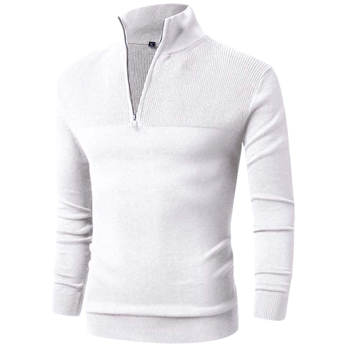 LTIFONE Men Sweaters, Quarter Zip Pullover for Men, Polo Slim Fit Mens Clothe Business Casual Long Sleeve Turtleneck Sweater