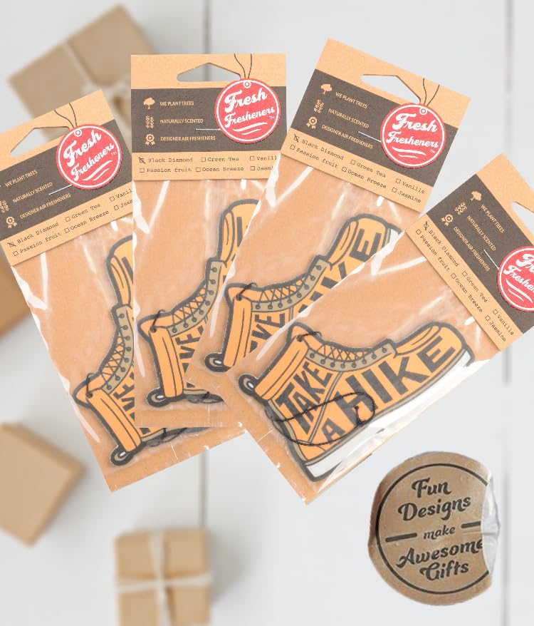 Image of Outdoor Adventure Car Air Freshener 4 Pack Scented With Premium Oils By Fresh Fresheners (Take a Hike Boot)