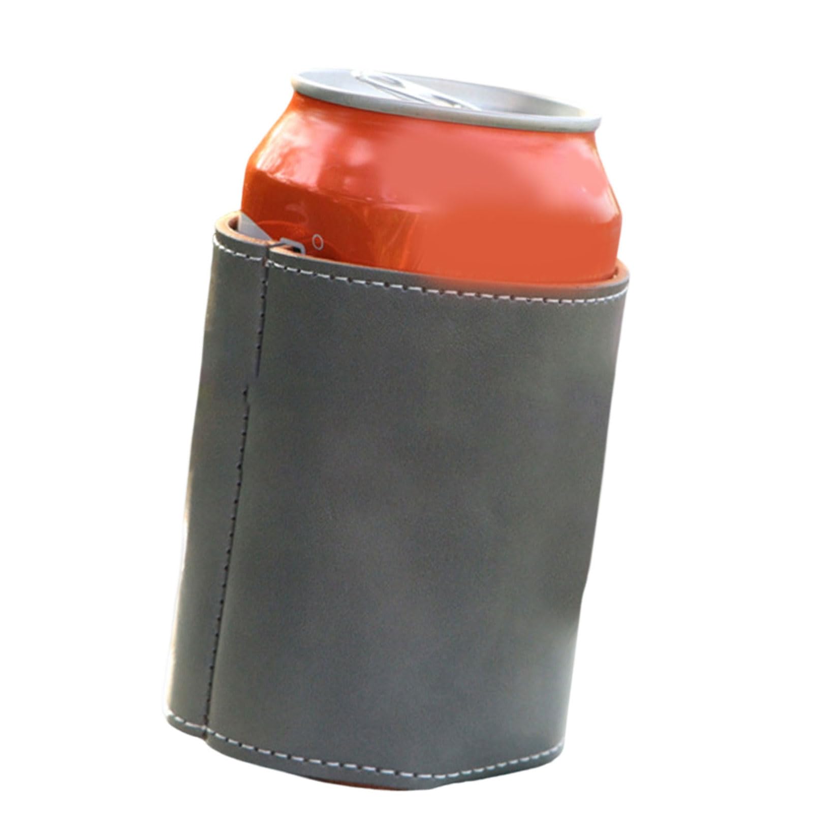 Open-Top Can Sleeve in Faux Leather, Standard Beverage Can Holder with Stitched Trim for Daily Drinks and Picnics Beverage Sleeve Faux Leather Holder Stitched Standard Open Top Drink Picnic Drink