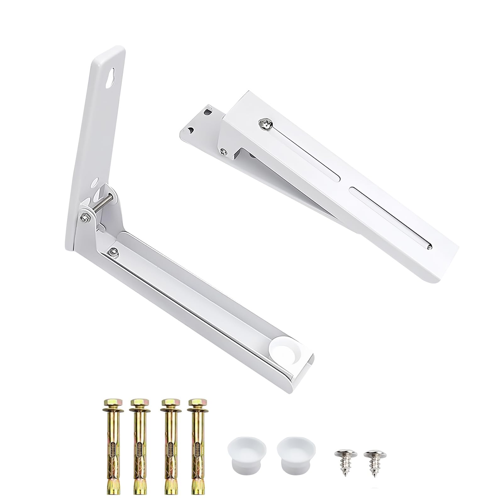 Xmdrou White 2 Pcs Microwave Holder Wall, Microwave Shelf Wall Mounted Foldable Extensible Microwaves Brackets Universal Stainless Steel Microwaves Oven Stand Rack For Kitchen (White)