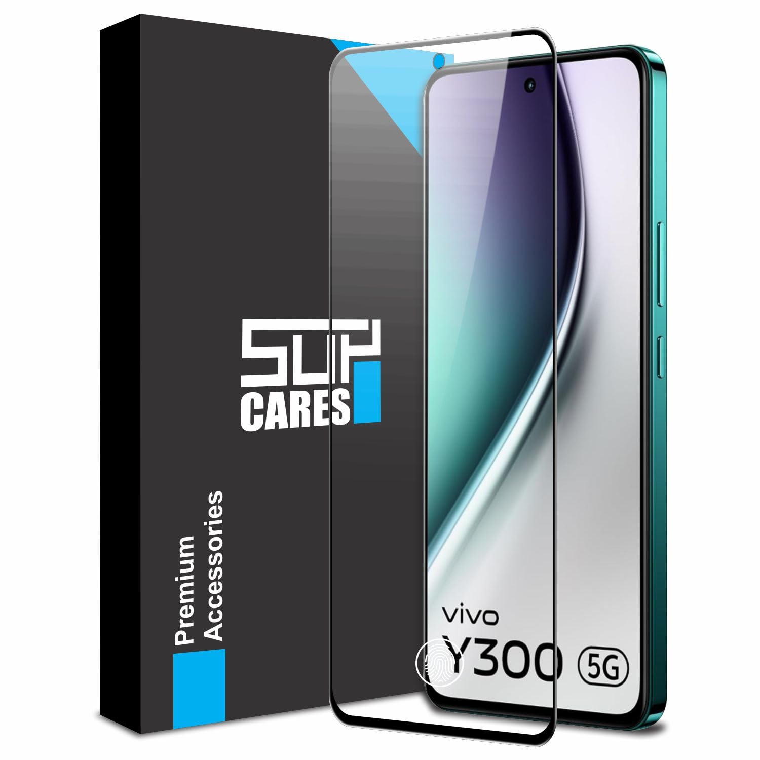 SupCares Tempered Glass for Vivo Y300 (6.67 Inch) With Installation Kit | 9H Edge to Edge Screen Protector | Black