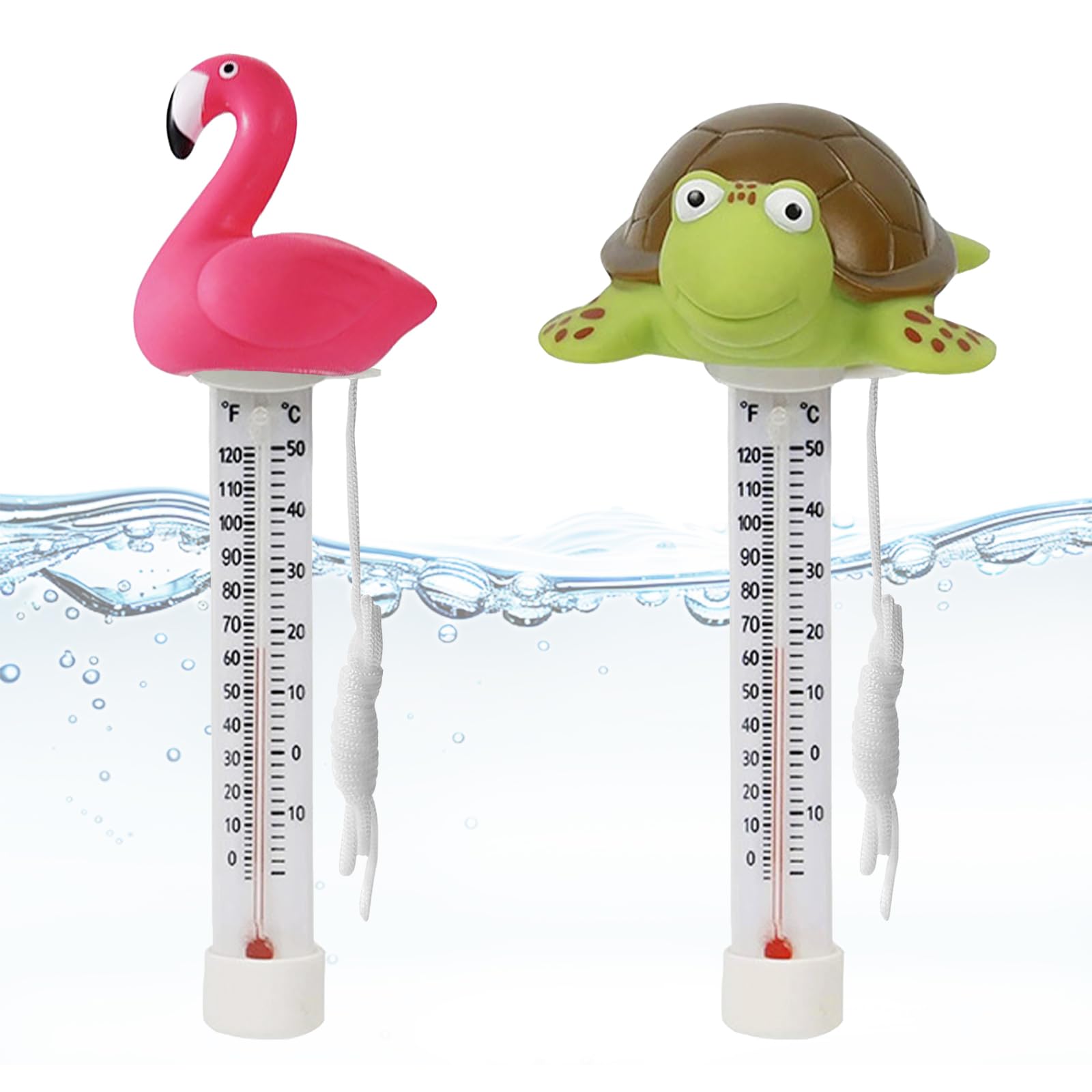 AUNGCSH 2 Stück Termómetro Piscina, Dibujos Animados Termómetro Piscina Flotante, Apto para Piscinas Interiores y Exteriores, Acuarios y Peceras (Verde)
