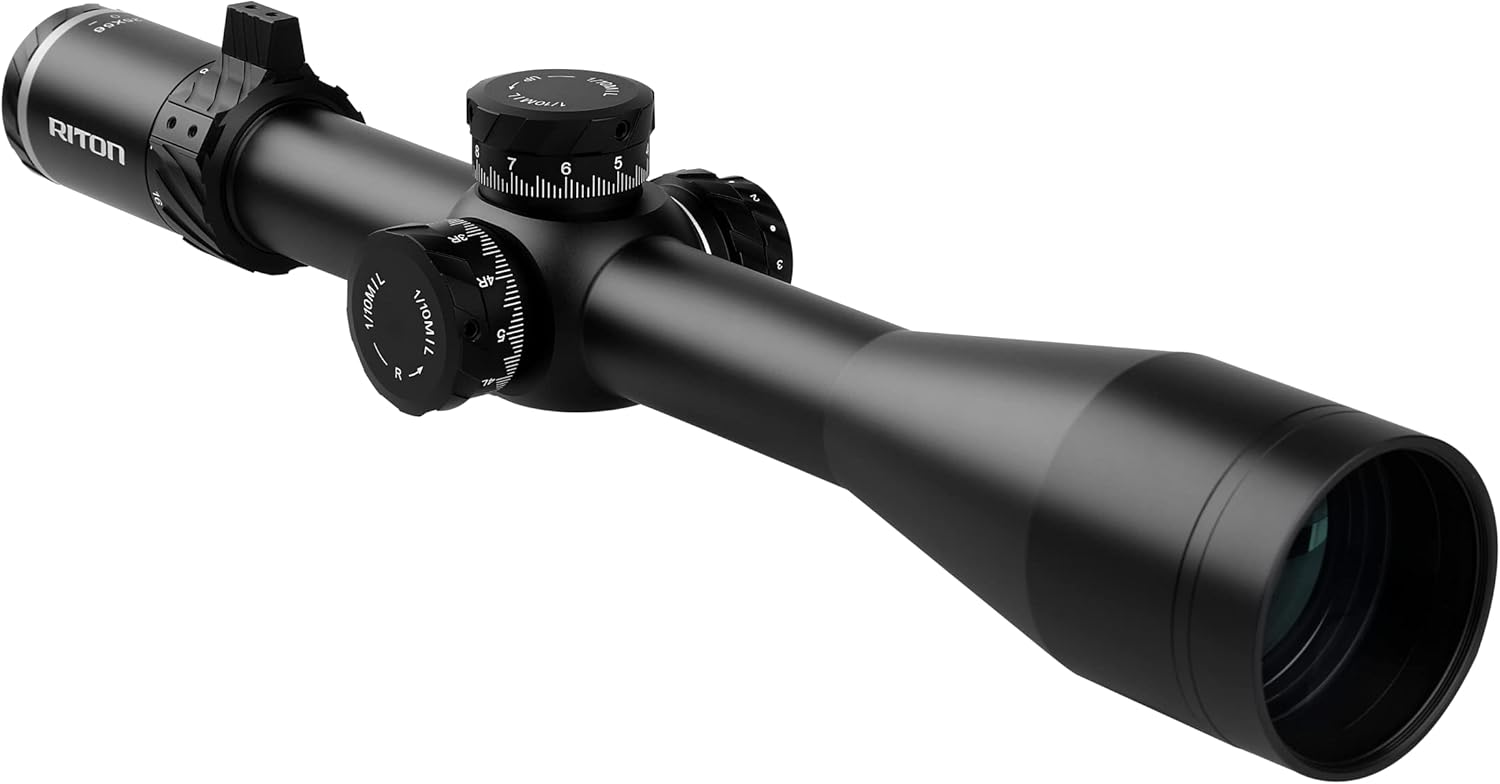 Riton Optics Series 5 Conquer 5-25x56 MRAD Riflescope First Focal Plane HD Glass Illuminated Reticle with Integrated Removable Two Location Three Available Height Throw Levers