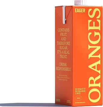 Eager 100% Squeezed Smooth Orange Juice, 1 x 1 Litre Single Carton