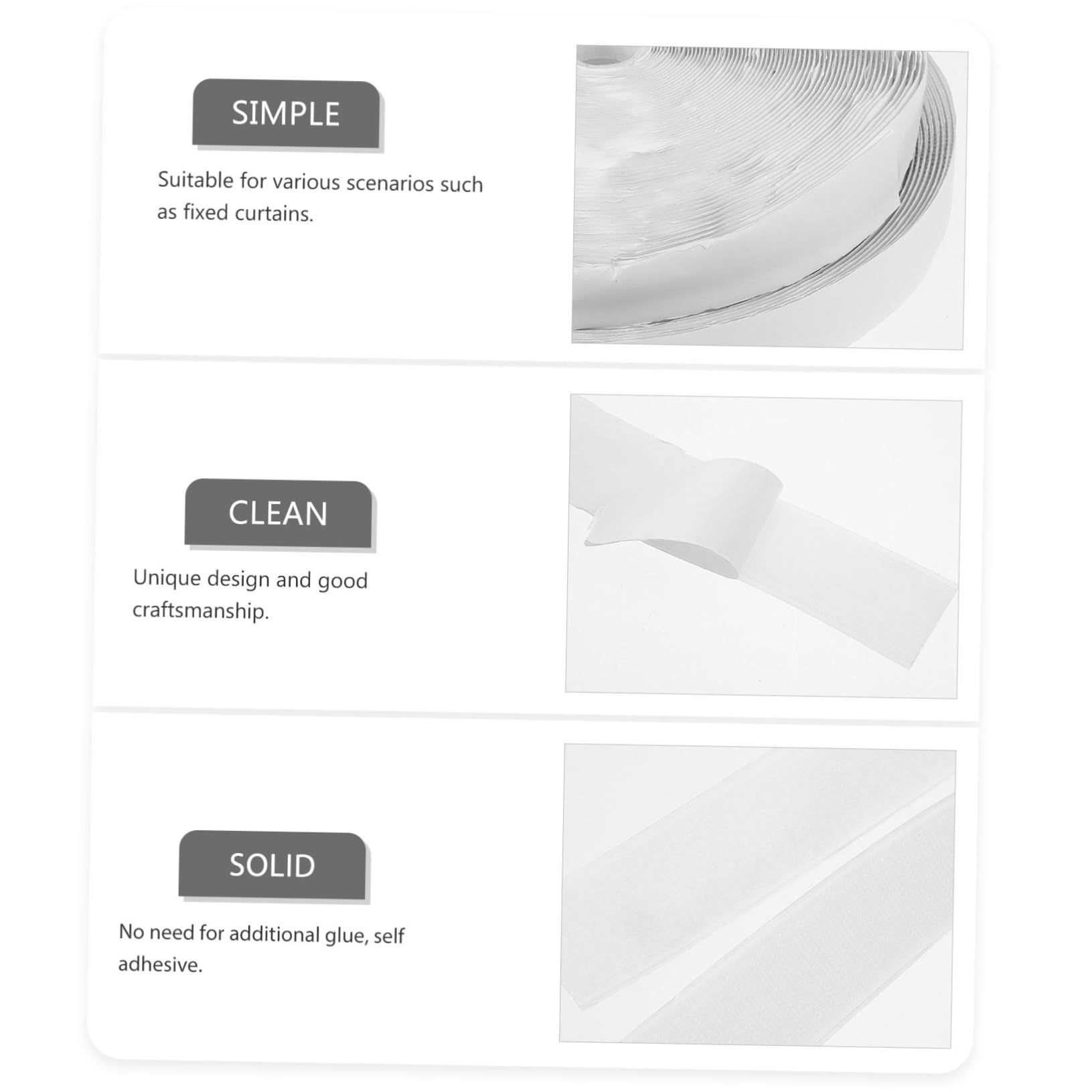 SOLUSTRE 1set Nastro Adesivo Biadesivo Magico Striscia Autoadesiva Per Tende Tappeti e Zanzariere Facile Installazione Resistente e Versatile