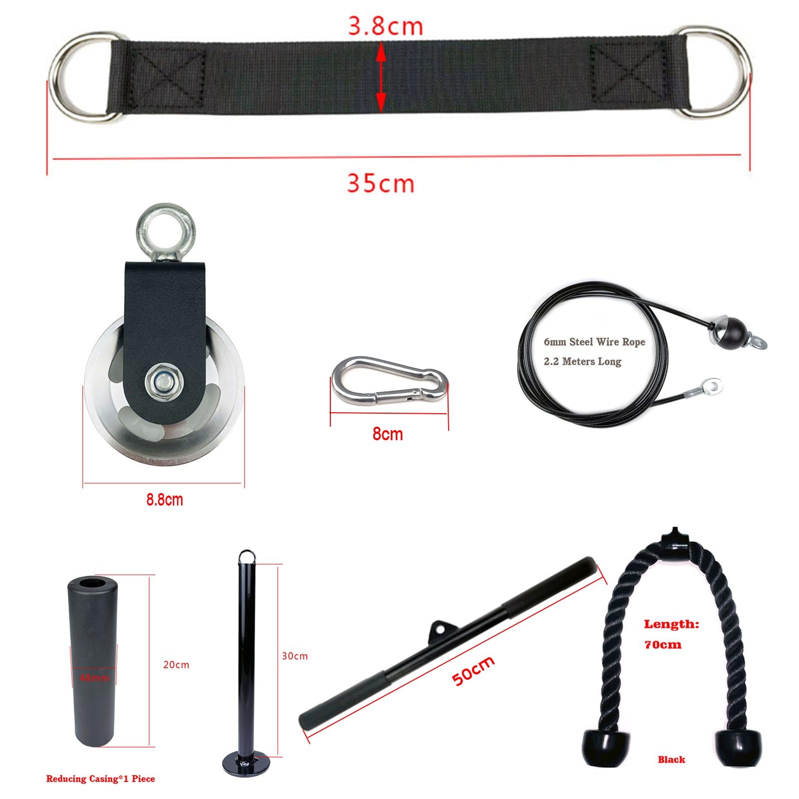 Sistema Di Pulegge For Palestra, Sistema Di Pulegge For Allenamento Tricipiti For Trazioni LAT, Curl Bicipiti, Tricipiti, Spalle, Schiena, Allenamento Avambracci, Sistema Pulegge Con Cavi Squat Rack
