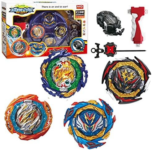 Battling Tops Burst Toy Game 4 Set Spinning Tops 2 Launchers Battle Gyro Battling Tops Set Great Birthday Gift for Children Kids Boys Ages 6+ (1854)