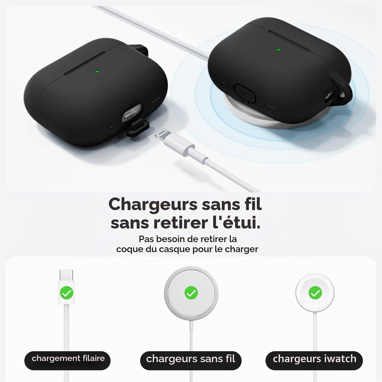 Inesore Compatible with AirPods Pro 3 Case (2025) Silicone Protective Cover for Apple Air Pod Pro 3rd Charging Case Black