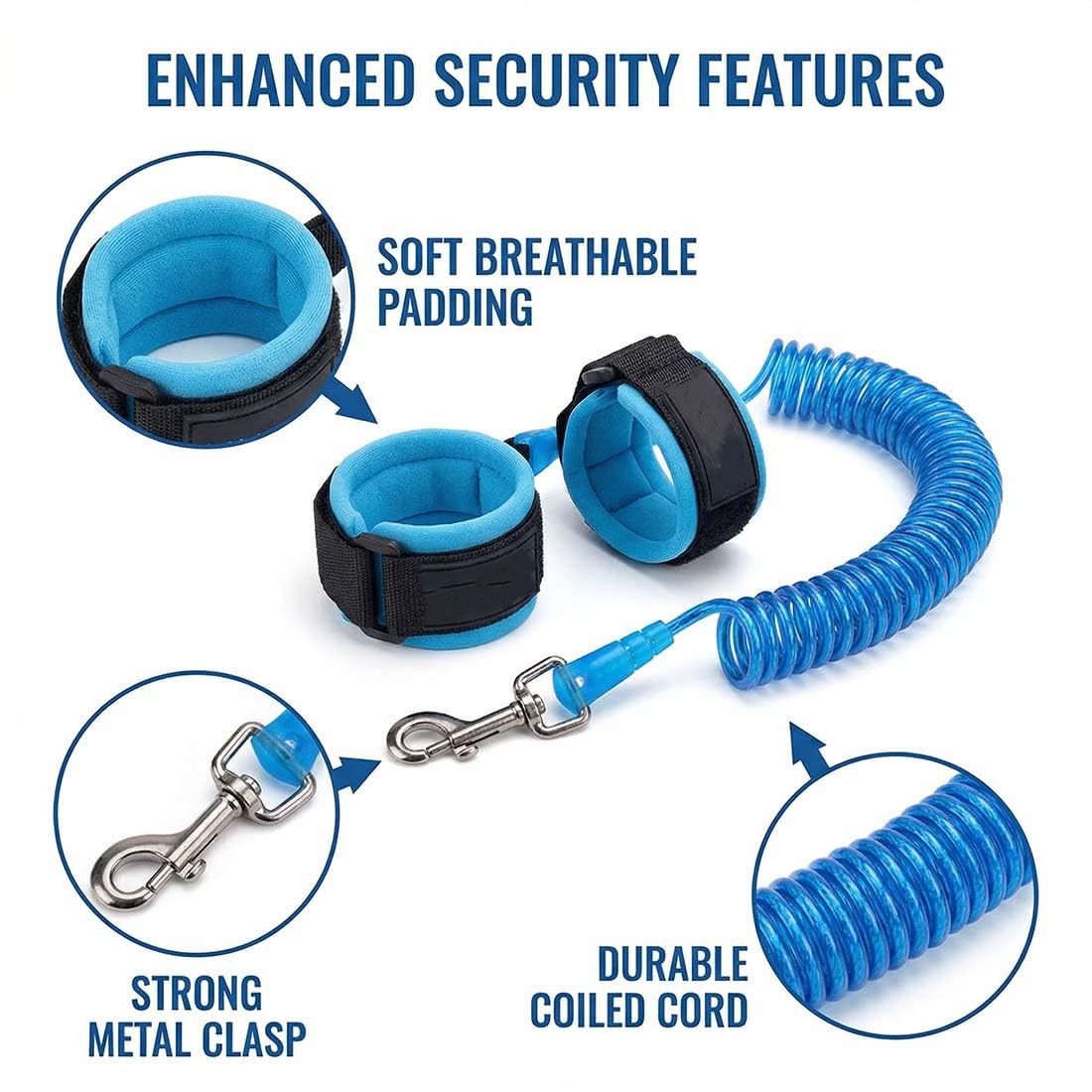 Guinzaglio Antiperso Bambini 1 Pezzo Blu 2M Bracciale Sicurezza Portatile