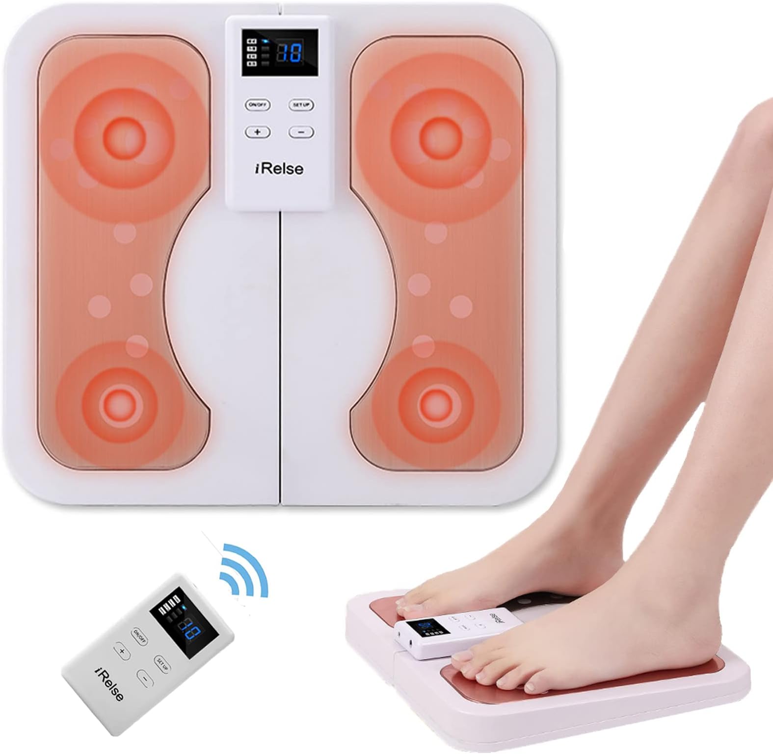 LURBON Foot Massager with Heat, Foot Stimulation Pad Foldable Portable, Electric Foot Massager with Timed for Plantar Fasciitis Heat Therapy, Suitable for All Foot