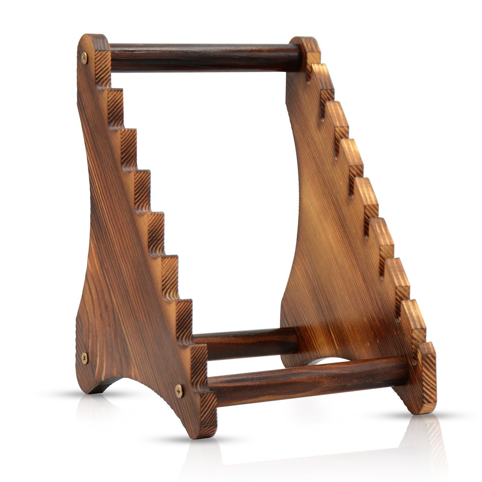 Knife Block, Natural Wood Fixed Blade Knife Series Display Stand/Case - Wooden Holder for Tactical & Survival Knives, Holds 8 Knives