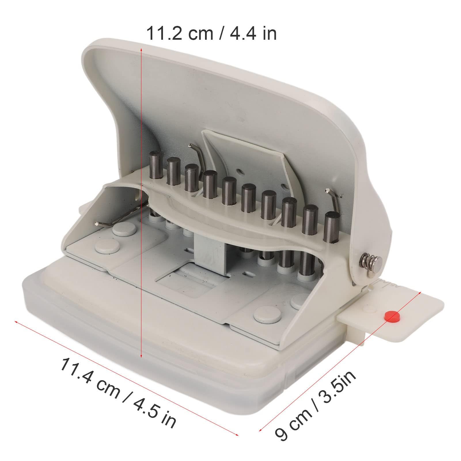 Perforatrice a 10 Fori per Raccoglitore, Perforatrice per Fori Rotondi per Libri a Bobina, Portatile (Bianco)