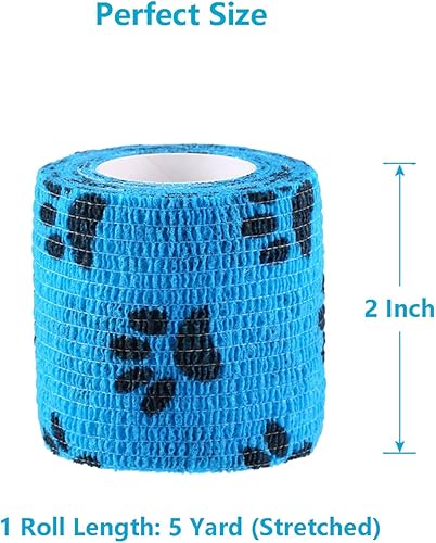 Miniatura 10 de WePet Envoltura para mascotas, autoadhesiva, solo se adhiere a sí misma, cinta no tejida para patas de perro, patas, heridas, gasa cohesiva de
