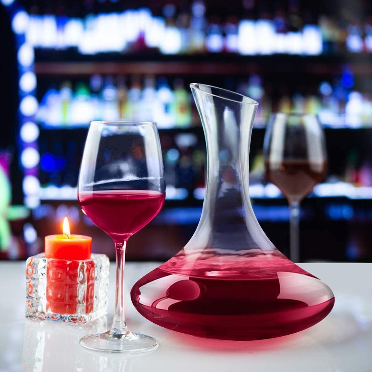 Angoily Decanter per Vino in Vetro Funzione di Potenziamento Aroma e Decorazione per Casa e Bar, Caraffa Elegante e Distributore Bibite
