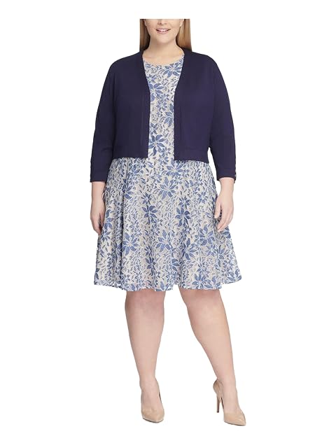 Tommy Hilfiger Womens Navy Long Sleeve Open Cardigan Wear to Work Sweater Plus 3X