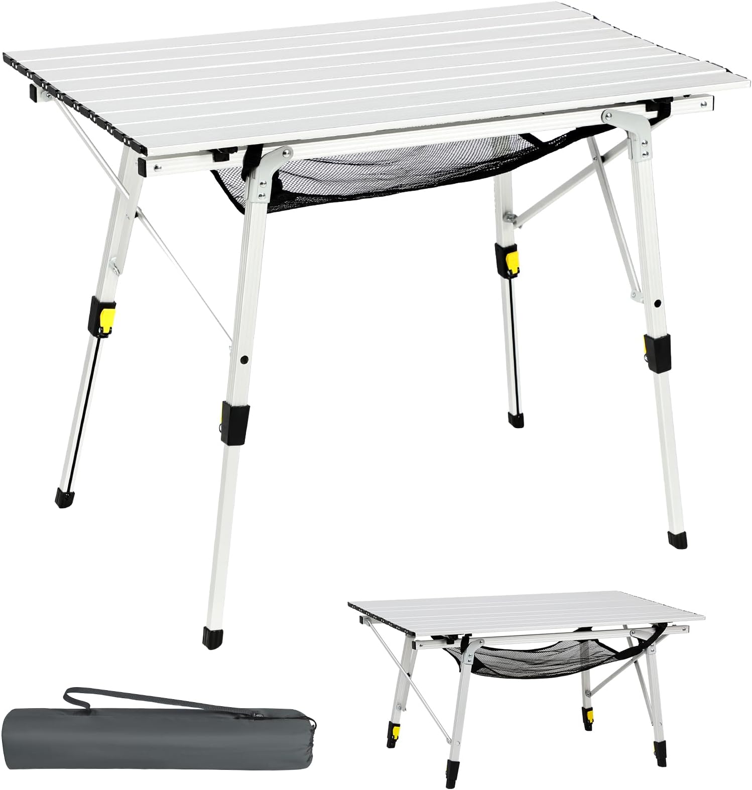 Portal Camping Tables That Fold up 90×53cm Picnic Table Folding Portable with Height Adjustable Legs Collapsible 3ft Aluminium Rollup Outdoor Lightweight Foldable for Beach Fishing Garden BBQ