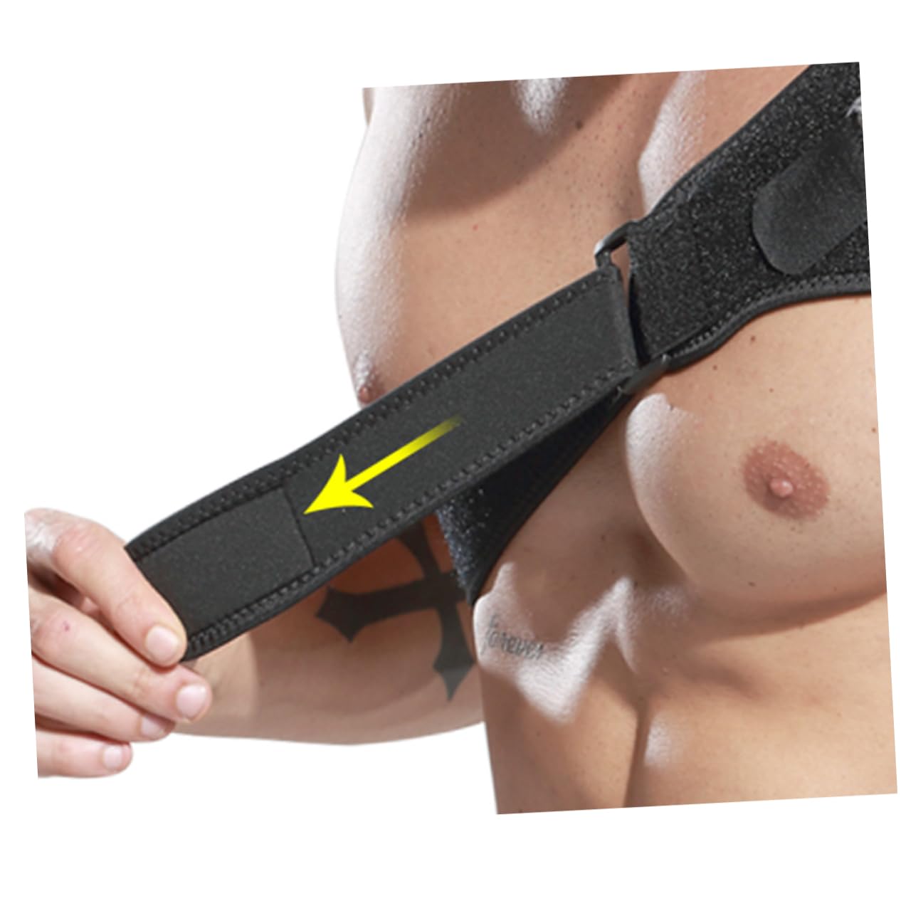 Adjustable Shoulder Support Strap Breathable Non- Wrap for Outdoor Sports Relieves Shoulder Pain from Injuries Comfortable Fit for Mountaineering Black Grey Left