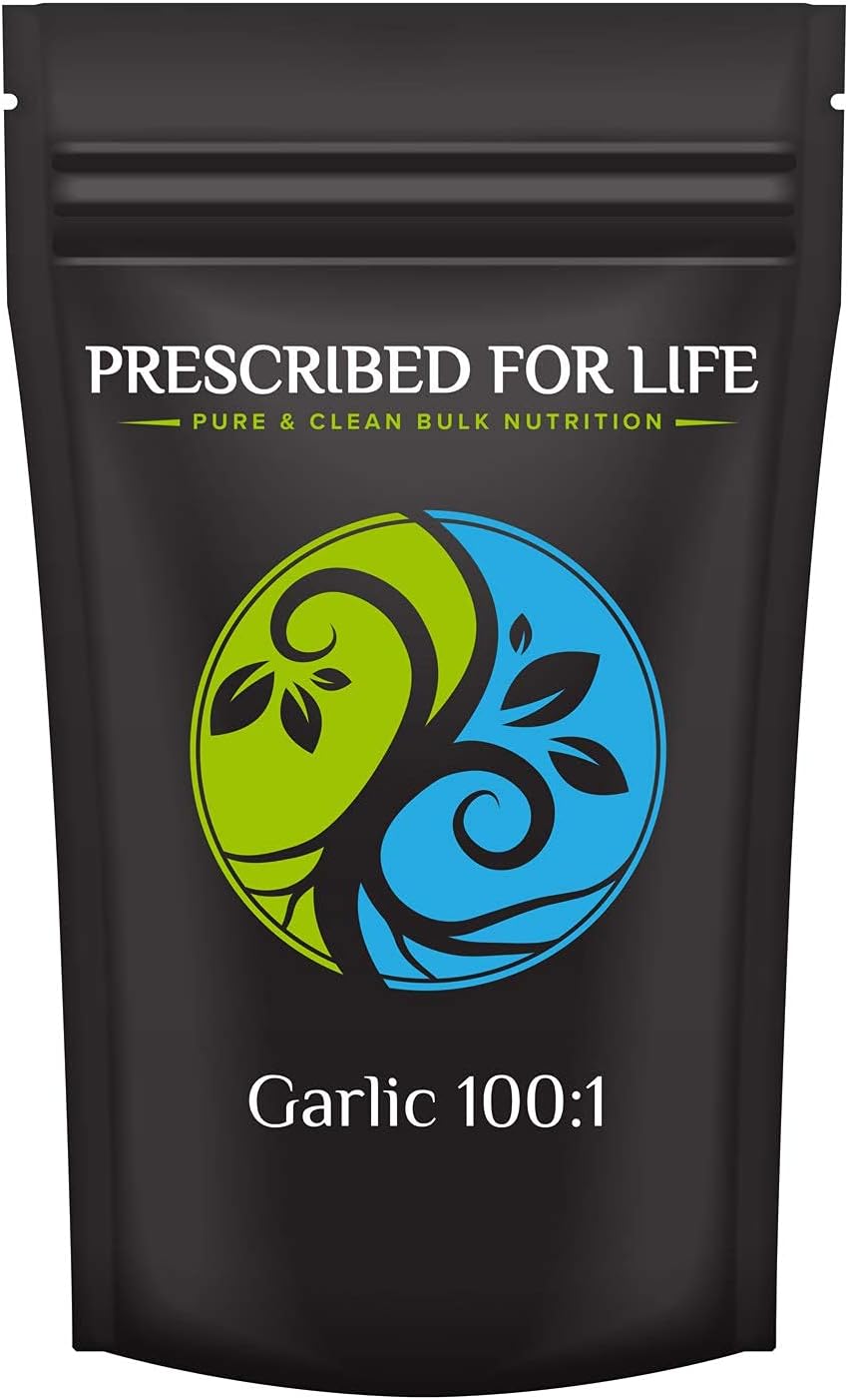 Prescribed For Life Garlic Powder 100:1 | Pure Allium sativum Extract | Garlic Supplement | Immune Support, Heart Health, and Detox | Good Source of Fiber | Gluten Free, Vegan, Non-GMO, 4 oz (113 g) Prescribed For Life Garlic Powder 100:1 | Pure Allium sativum Extract | Garlic Supplement | Immune Support, Heart Health, and Detox | Good Source of Fiber | Gluten Free, Vegan, Non-GMO, 4 oz (113 g)