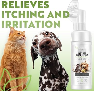 Greenwich Organik İçerikli Kedi Köpek Temizleme Köpüğü 150 ml | Pati ve Vücut | Kuru Şampuan | Kaşıntı Tahriş ve Koku Giderici | Vegan
