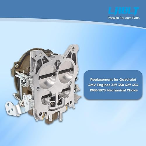 Miniatura 3 de LABLT Carburador de repuesto de 4 barriles para Chevrolet Chevy GMC Cadillac Quadrajet 4MV Motores 327 350 427 454 1966-1973 Estrangulador mecánico