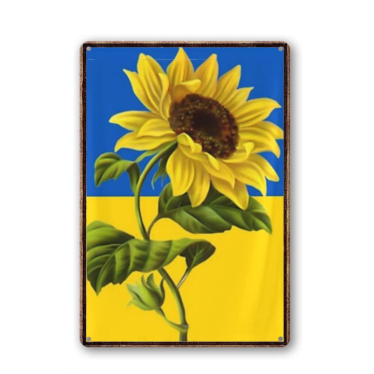 I Love Ukraine Sunflower Patriot Patriotic Ukrainian Wall Decor Poster Metal Sign 8X12 Inches