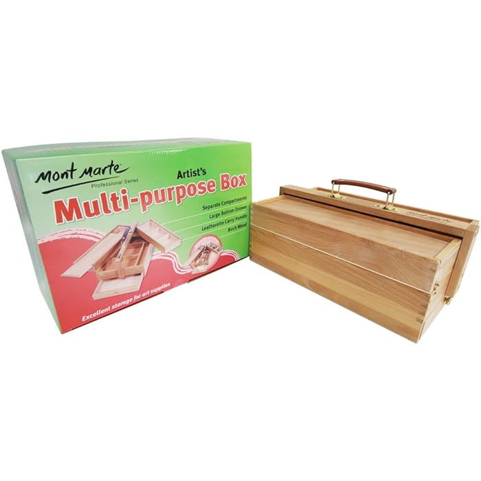Buy Mont Marte MultiPurpose Wooden Art Box. 3 Layers of Storage for