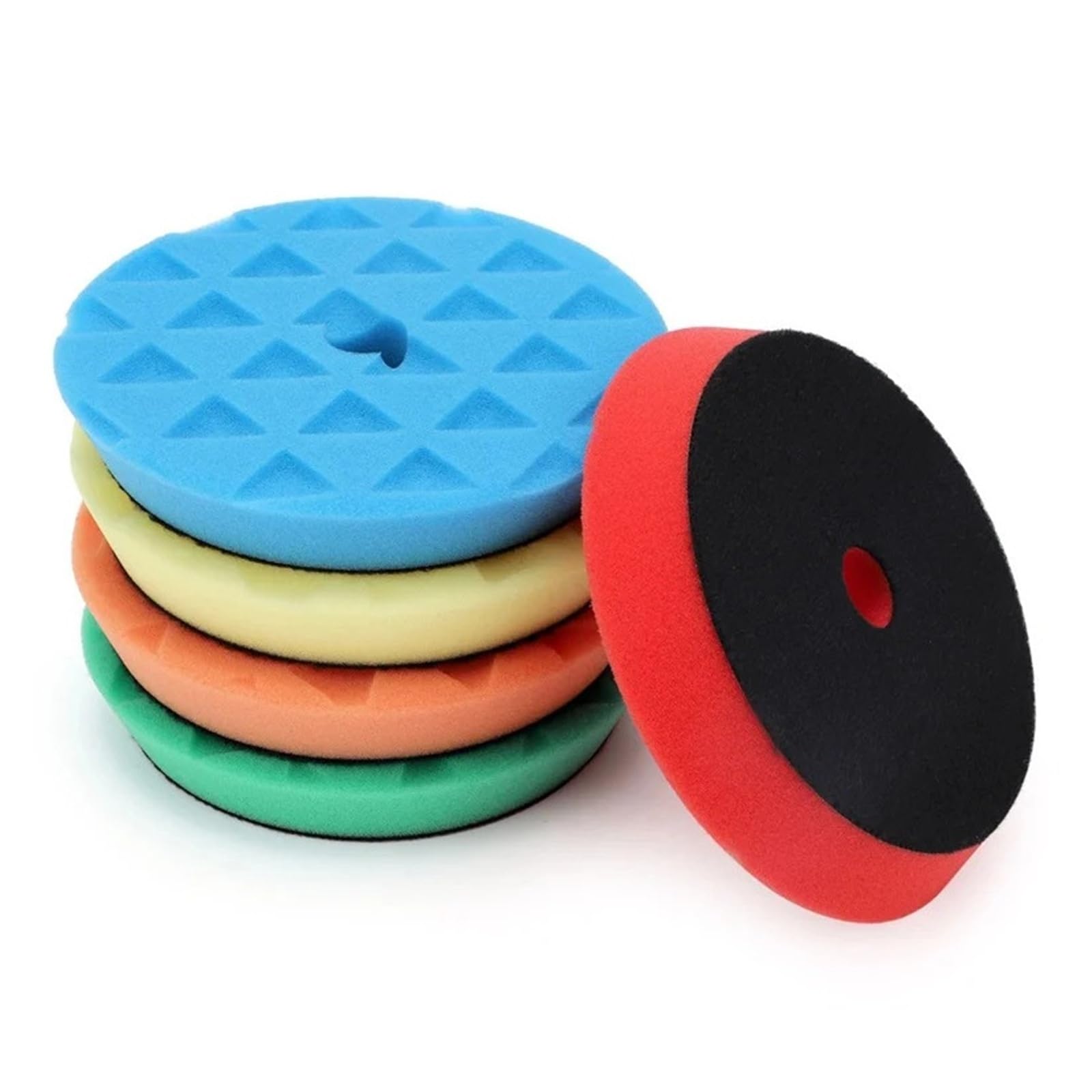 5 pezzi/set da 6 pollici, kit di tamponi for lucidatura auto, spugna colorata, disco in schiuma a onda piatta, ruota for lucidatura