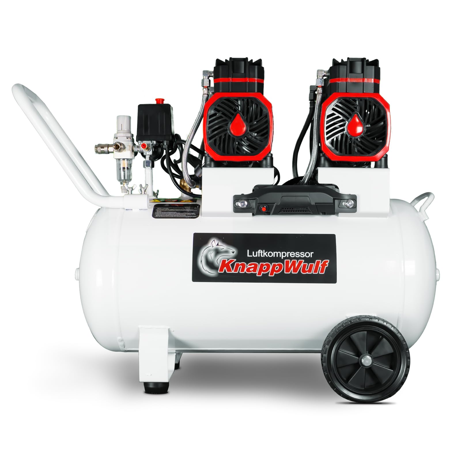 KnappWulf Compresor silencioso, 10 bar, 70 L, 3000 W, 4 PS, 69 dB, 512 l/min, caudal de aire, con separador de agua, silencioso, 230 V, compresor de aire KW6070, motores sin escobillas