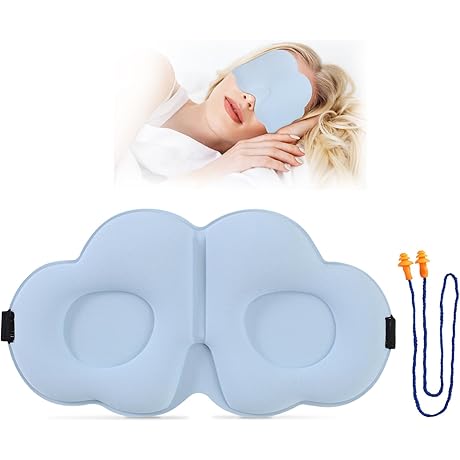 3D Contoured Blue Sleep Mask for Side Sleepers