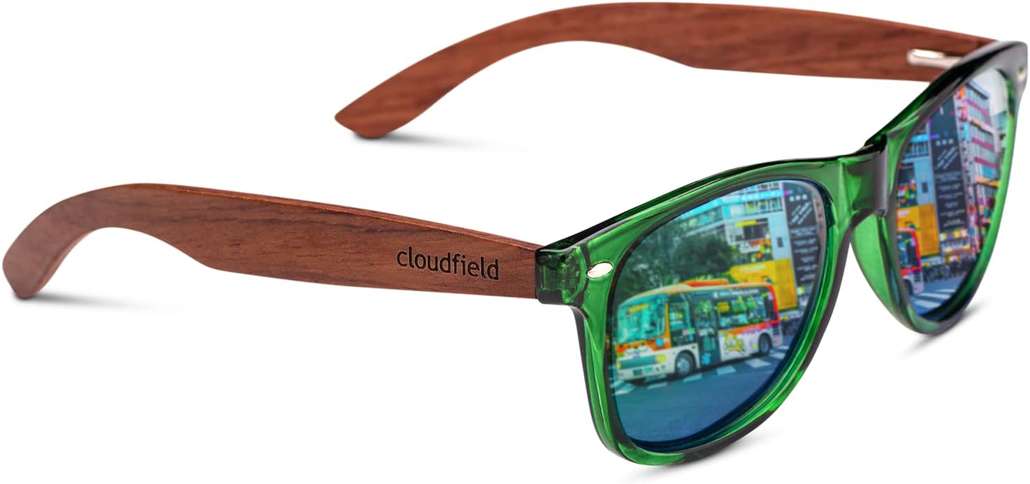 cloudfield Wood Frame Sunglasses for Men and Women with 9-Layer Polarized Lenses and Double Layer of UV Blocking Coating - Image 8