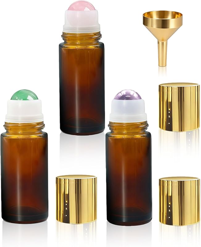 Warmify Conjunto com 3 Frascos Roller de Vidro 50 mL para Óleos