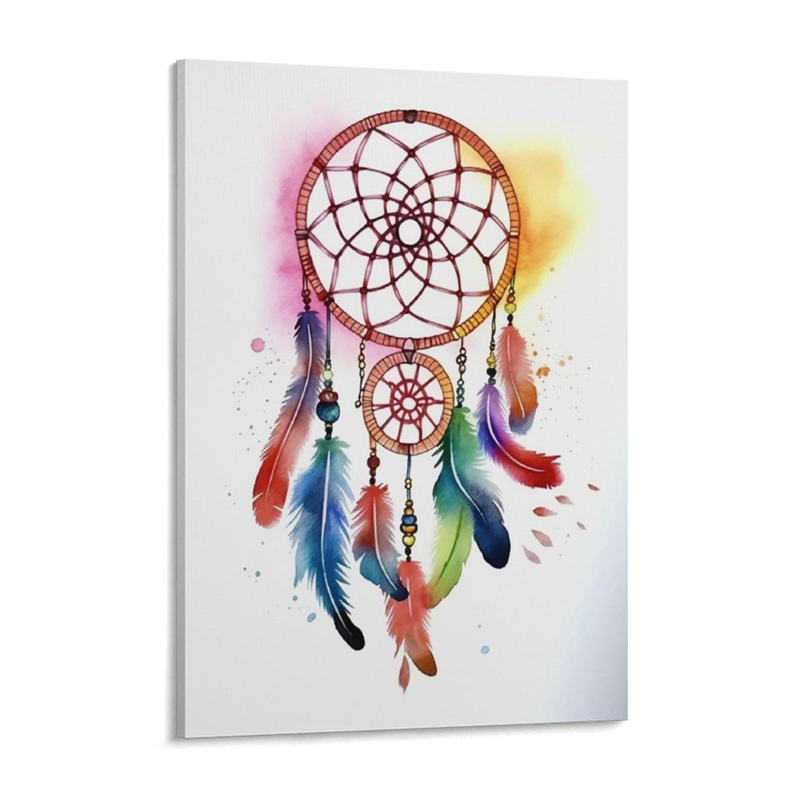 Watercolor Dream Catcher Canvas Wall Art for Bedroom 18x24inch Canvas Prints Artwork for Walls Modern Picture Artwork Painting for Living Room Aesthetic Wall Paintings for Bathroom Kitchen Of