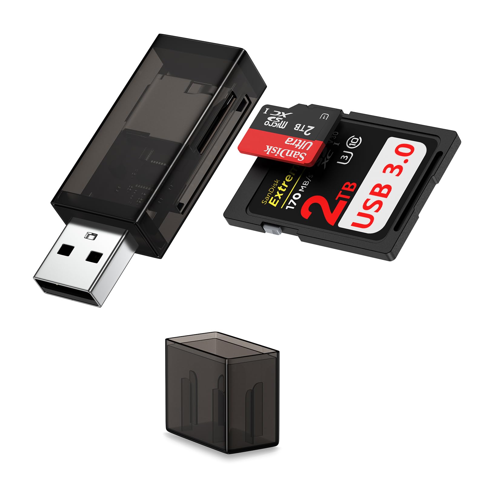 Viviber SDカードリーダー Type-A&USB3.0 カードリーダー 2-in-1マイクロsdカードリーダー SDXC/SDHC/microSDXC usb sdカードリーダー パソコン両対応 microsdカード アダプター MacBook/Windows/ChromebookなどUSB-Aデバイスに対応