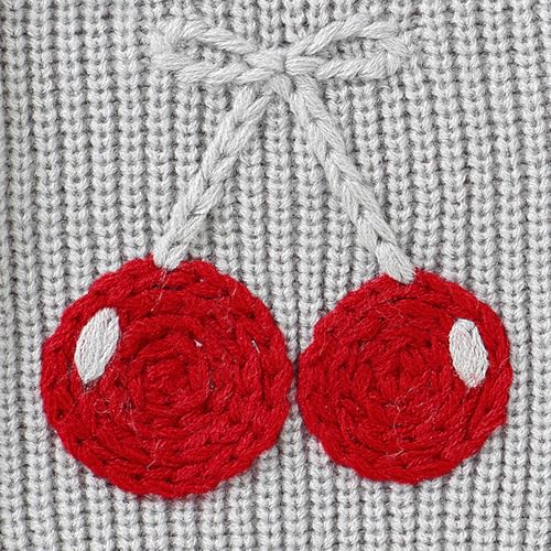 Girls Cute Embroidered Cherry Knitted Sweater Spring Autumn Round Neck Long Sleeve Knit Pullover Sweatshirt Top3