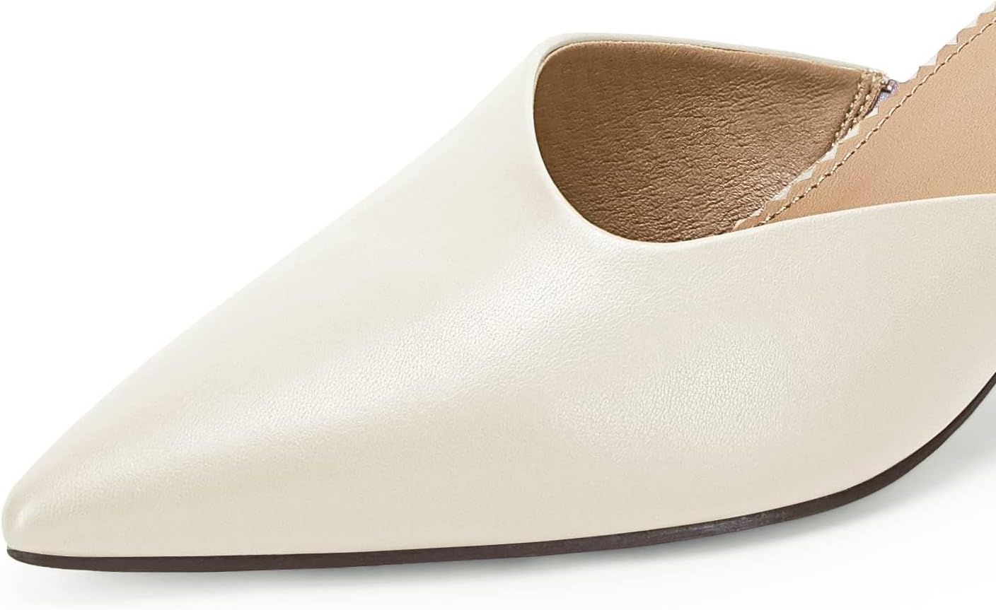 Coutgo Womens Pointed Toe V Cut Mules Chunky Block Heels Slip On Clogs Fashion Office Slides Shoes - Image 6